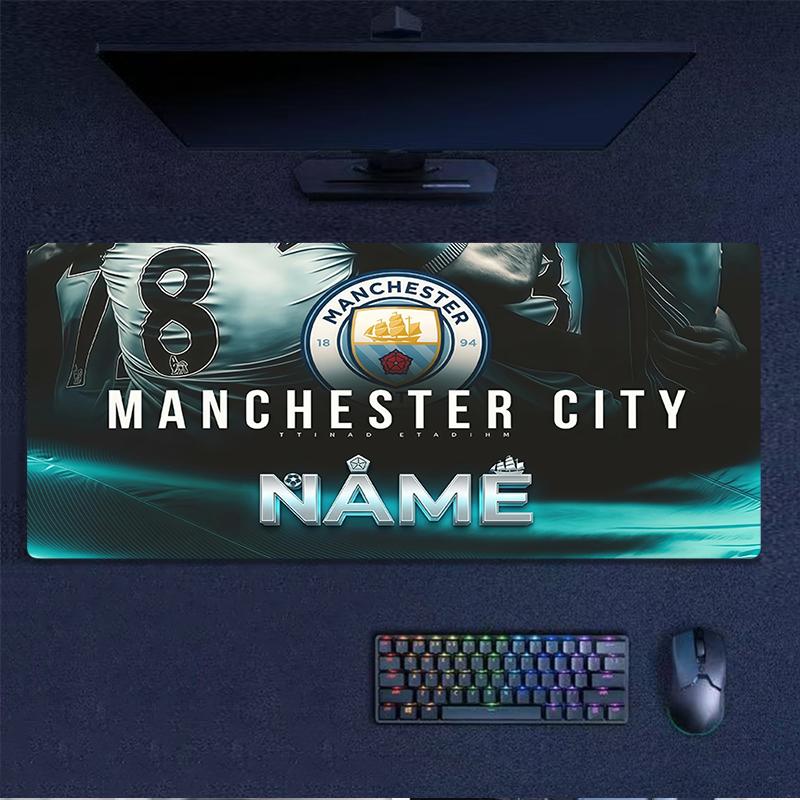 Custom Name,Manchester City Mouse Pad, Large Gaming Desk Mat, Non-slip XXL Mousepad for Laptop & Tablet, Mini PC Playmat with Stitched Edges