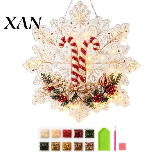 DIY Beading Ornaments Christmas Faux Pearl Painting Suncatcher Art Kit, Acrylic Snowflake Shape Board Party Crafting Ideas with Lace Edge, 3D