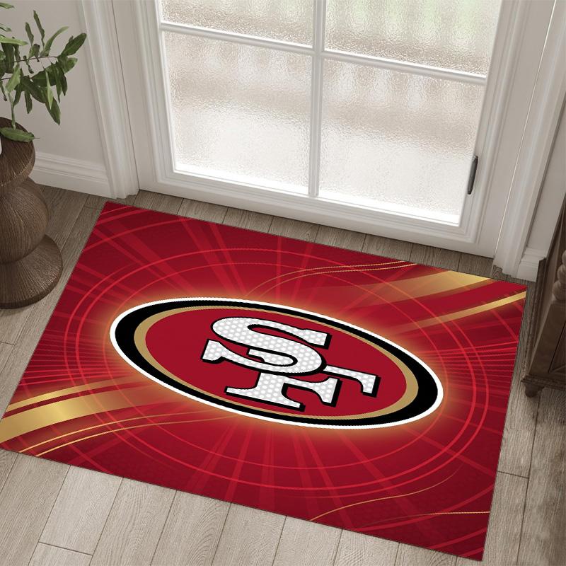 San Francisco 49ers Design Crystal Velvet Carpet Cozy Non?Slip Printed Rug For Bedroom Living Room Entrance