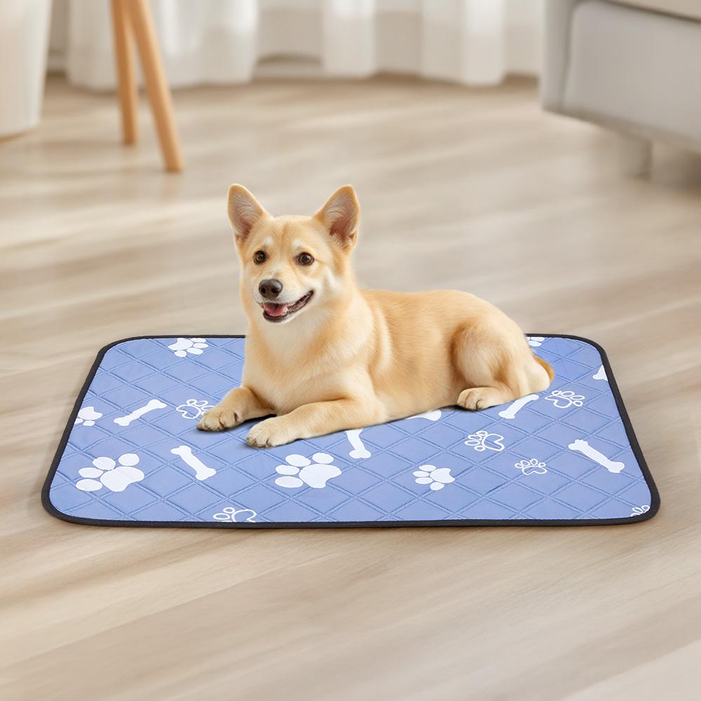 Tieker 2 Pcs Cute Paw Print Pet Training Urinating Pads, Washable Reusable Non-slip Pet Training Pad Blanket