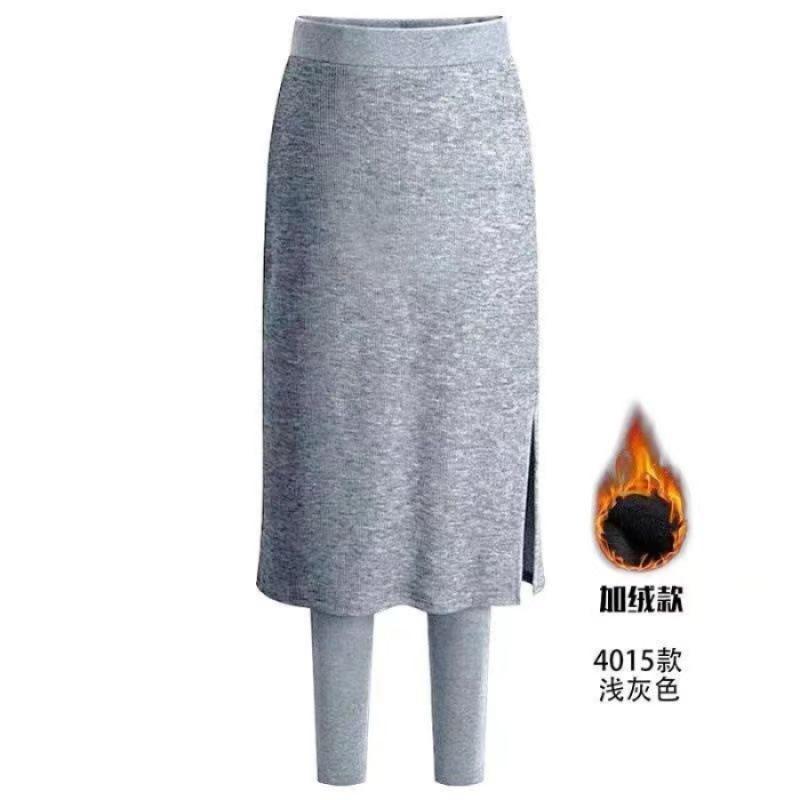 2024 осень и зима большой размер поддельные двухкомпонентные леггинсы женские флисовые утолщенные верхняя одежда fat mm теплые и тонкие кюлоты с высокой талией