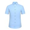 Мужская рубашка с коротким рукавом и воротником на пуговицах, однотонная деловая рубашка, облегающая профессиональная повседневная одежда, базовые рубашки для мужчин