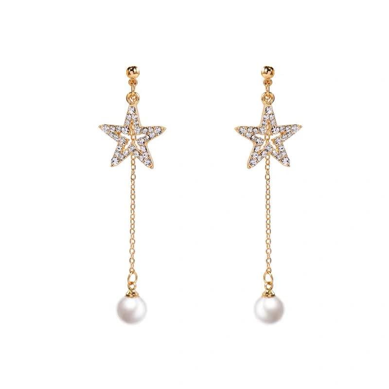 Avance Star Pearl Earrings Gold Ladies Cute Gorgeous (Earrings)