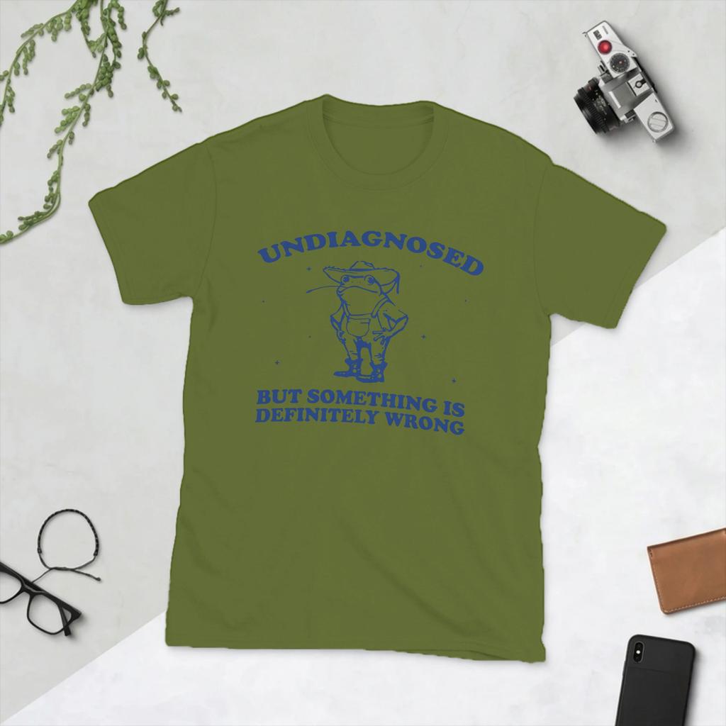Unisex TShirt Undiagnosed But Something is Definitely Wrong Vintage Funny Pure Cotton Tee Shirt Cowboy Frog T Shirts Clothes