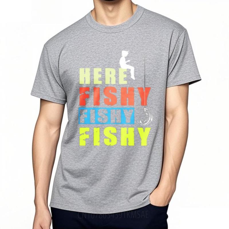 Unisex Brand Tshirt Street Wear Boys Oneck Tshirt Brand Here Fishy Fishy Fishy Cool Unisex Teeshirt Summer Fashion Top Tees