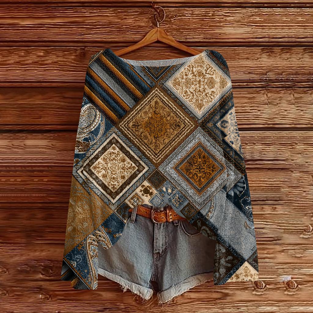 Женский легкий свитер повседневный с длинным рукавом вязаный винтажный с цветочным принтом пуловер