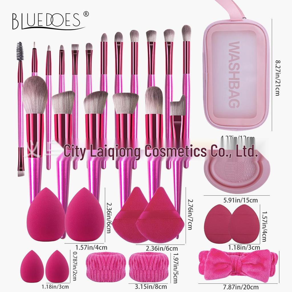33-Piece Soft Makeup Brush & Beauty Sponge Set - Includes Eyeshadow & Foundation Brushes