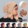 2025 Ramadan Women Turban Crinkle Hijab Hats Long Tail Head Wraps Elastic Muslim Hats Breathable Chemo Cap For Women Girls