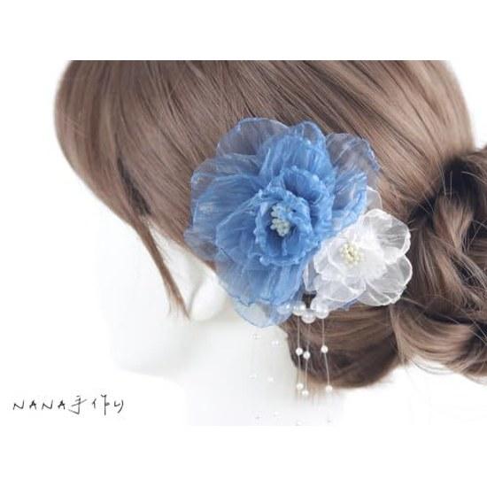 NANA Handmade Hair Accessory Clip Swinging Pearl Beads Yukata Traditional Attire Fireworks Festival Simple Flower Short Hakama Coming Age Ceremony