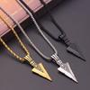 Men's  Design Matte Black Long Necklace with Arrow Pendant Jewelry Chain Hip Hop Punk Rock Christmas Halloween Gift ARI