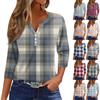 Women's T Shirt Tee Printed Button 3/4 Sleeve Tunic Daily Weekend Fashion Basic V- Neck Regular Top