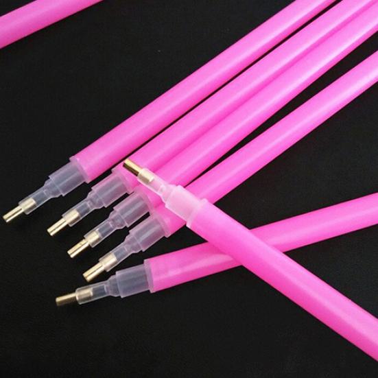 10Pc Pink Nail Art Rhinestones Picking Tools Dotting Brush Pencil Pen Set