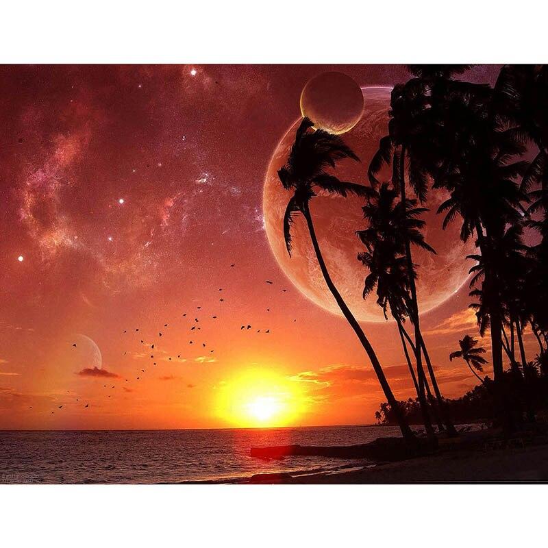 DIY 5D алмазная живопись закат пляж Алмазная вышивка вид на море вышивка крестом полная круглая дрель искусство домашний декор ручной подарок