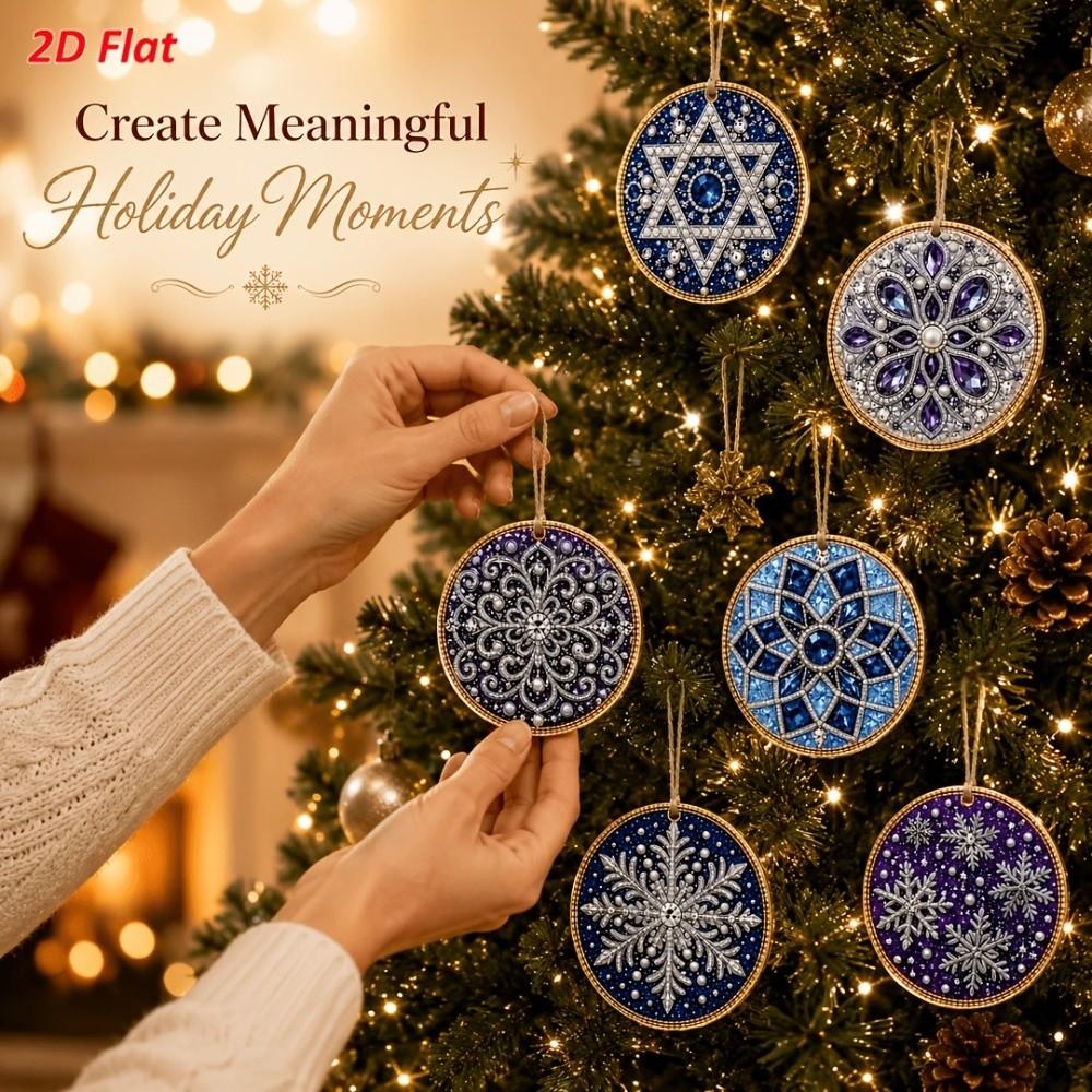 6pcs Santa Pearl Diamond Painting Kit DIY Craft Xmas Tree Hanging Ornament Christmas Theme