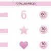 200PCS Number 6 Confetti, Pink Glitter 6th Birthday Paper Confetti, Twinkle Star/Sweet Heart Cut Out for Girls, 6th Anniversary Party Decoration