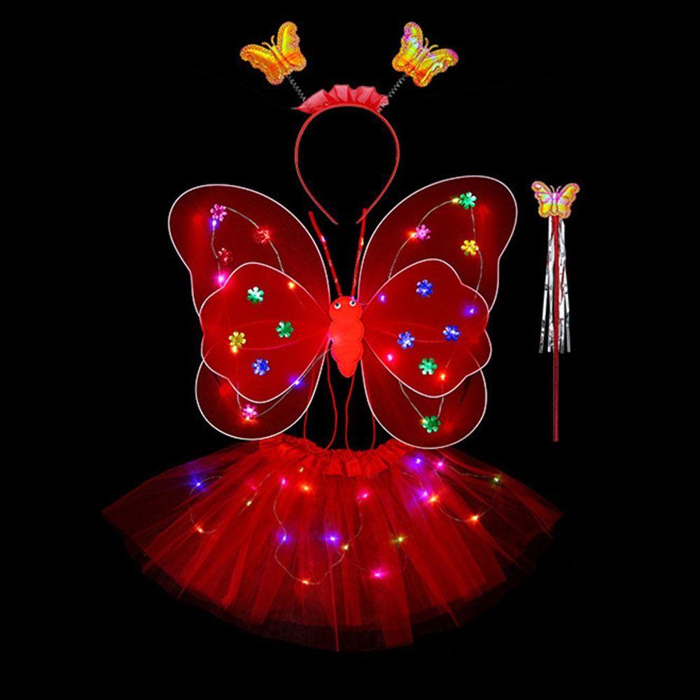 Lights Suit Girls Skirts LED Children Costume Props Angel Luminous Wings Flashing Butterfly Skirt