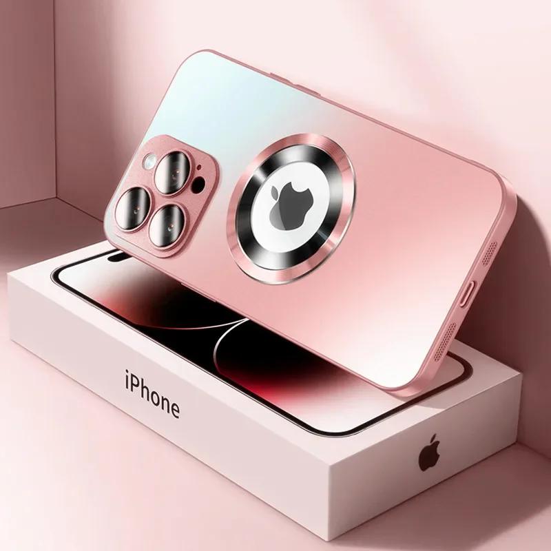 Роскошный магнитный чехол For Magsafe для iPhone 17 16 15 Pro Max 14 13 12 11 Защита камеры Ударопрочный чехол для беспроводной зарядки