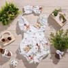 Одежда для новорожденной девочки, ромпер без рукавов, мягкий, дышащий, не линяющий, детский комбинезон с мультяшным принтом, боди-комбинезон для младенца