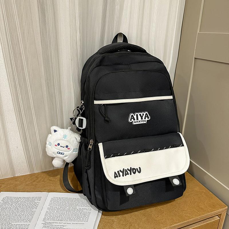 Girls Letter School Backpack Large Capacity Casual Travel Bag For Daily Use