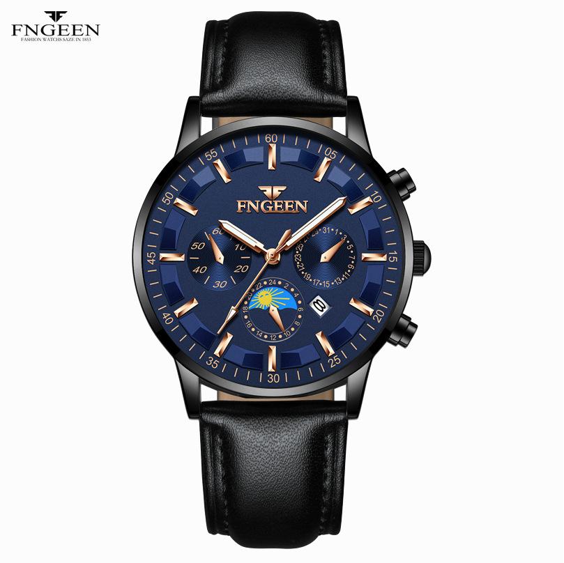 Лучшие брендовые часы, мужские водонепроницаемые трендовые черные часы с ремешком из нержавеющей стали и календарем для мужчин