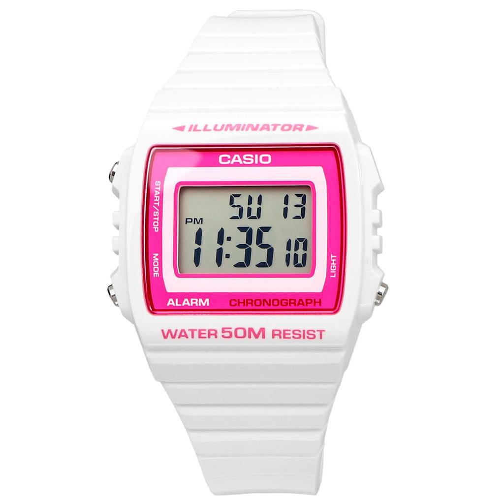 Casio Стандартные цифровые часы глянцевые белые x розовые Overseas Модель [Casio] W-215H-7A2V мужские женские [Товар]
