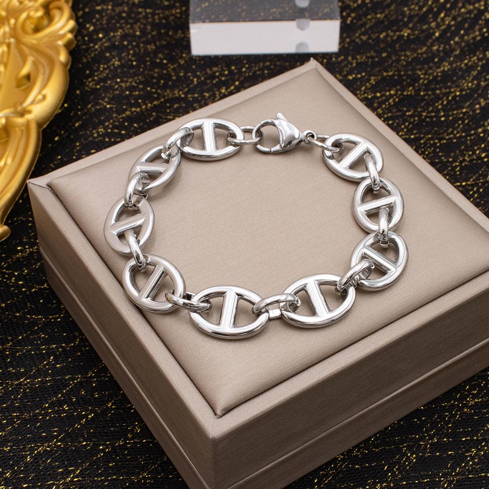 Браслет-цепочка унисекс, серебристо-золотого цвета - простая цепочка из нержавеющей стали для мужчин, гипоаллергенный подарок.