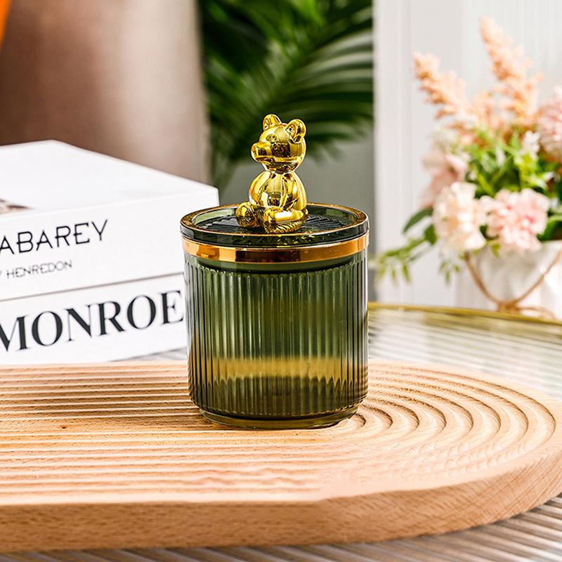 Милый медведь, держатель для ватного диска, стержень для ватной палочки, коробка для хранения косметики, ювелирных изделий, контейнер для макияжа для ванной, органайзер для помады, коробка