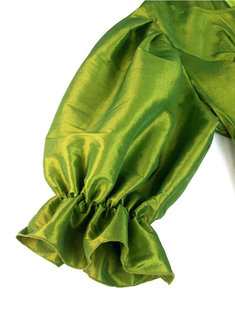 Элегантная женская блузка для вечеринки, рубашка с круглым вырезом, короткими рукавами-буфами, нерегулярным пеплумом, скрывающая живот, облегающие модные топы, женский день рождения, новая