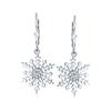 Winter Holiday Party Christmas Drop Dangle Clear Star Snowflake Earrings for Women and Sterling Silver Lever "Frozen Teens. .925 Back"