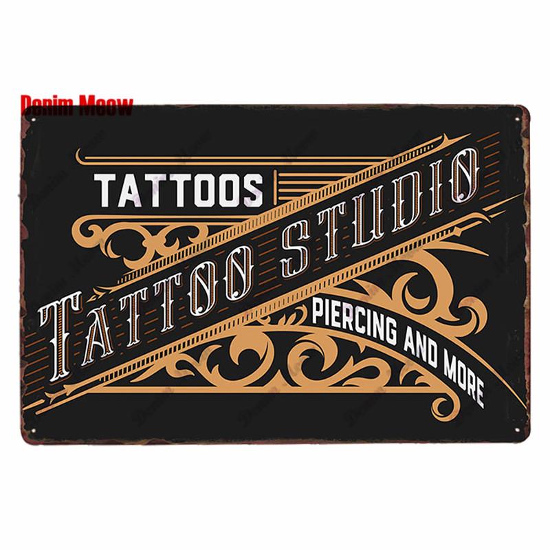 Классическая металлическая жестяная вывеска для студии татуировки, винтажная настенная художественная роспись, антикварный декор комнаты для салона татуировки, декор для дома в салоне, WY86