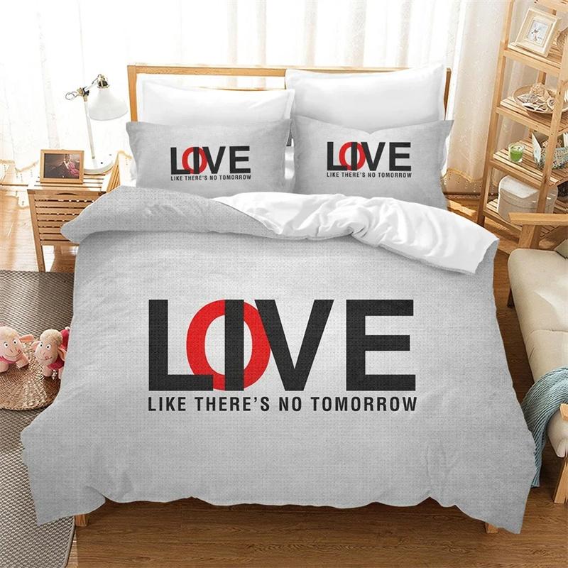 Пододеяльник для пары Романтический узор любви влюбленных Розовый комплект постельного белья Зимний Односпальный/двуспальный Пододеяльник Комплект для спальни Бесплатная доставка