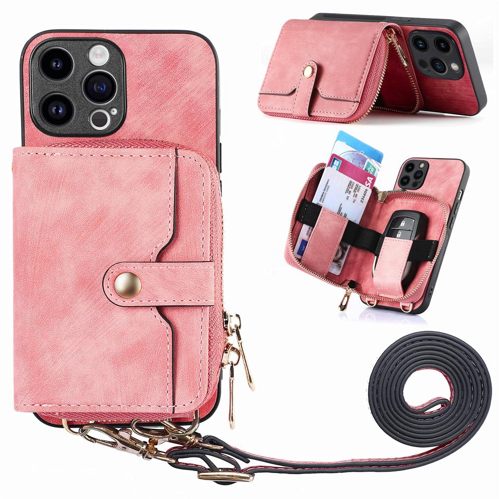 Crossbody Multifunctional Zipper Leather Purse Wallet Case for iPhone 15 14 Plus 13 12 11 Pro Max for Samsung S24 S23 S22 S21 S20 Ultra Plus A15 A25