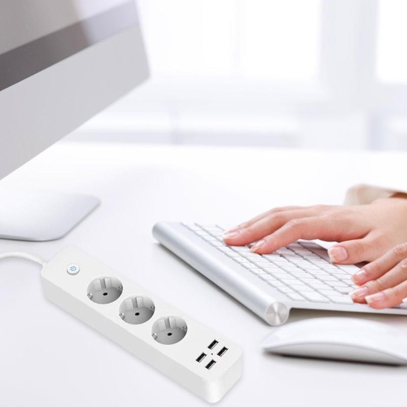 Сетевые вилки с 4 USB-портами, удлинители-зарядные устройства, выход USB 5 В 2,4 А, мощность 2200 Вт, с кабелем 150 см для домашнего и офисного использования