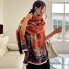 Autumn and Winter New Peony Imitation Cashmere Scarf Thickened Warm Fringed Scarf Fashionable and Elegant Women's Shawl