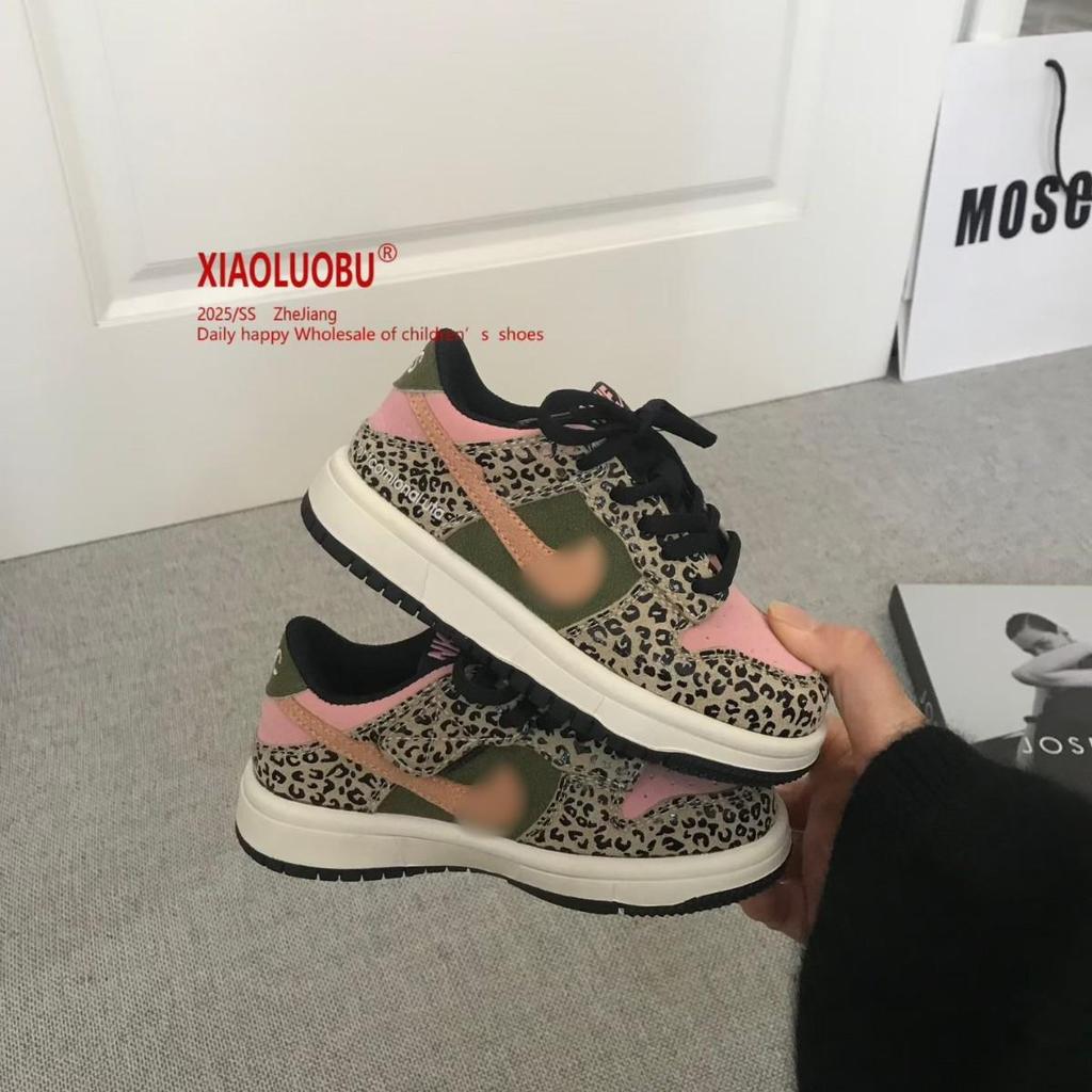 Детские кеды AJ с леопардовым принтом: Стильные и удобные повседневные кроссовки для мальчиков и девочек на весну и осень