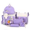 New High School Five-Piece Set of Multi-Compartment Fashion Schoolbag Large Capacity Primary School Students Shoulders Schoolbag