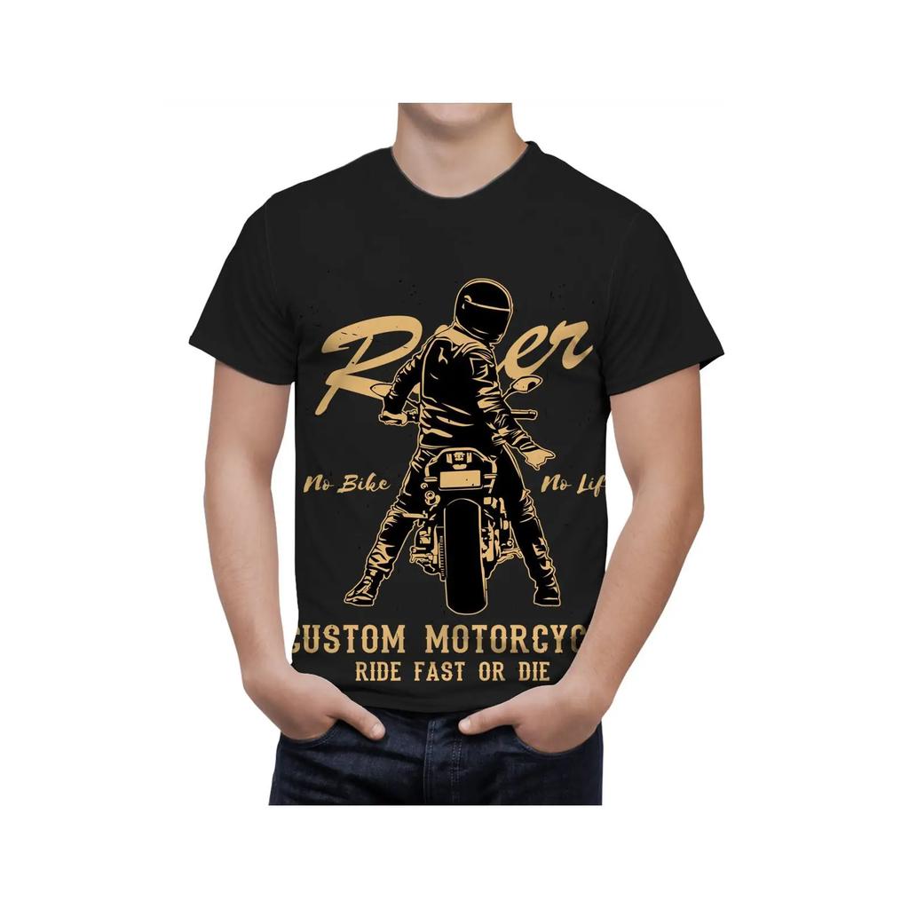 Motorcycle Rider T Shirt Custom Silhouette Easy Vintage Graphic Casual Top For Everyday Wear Comfortable Fashion