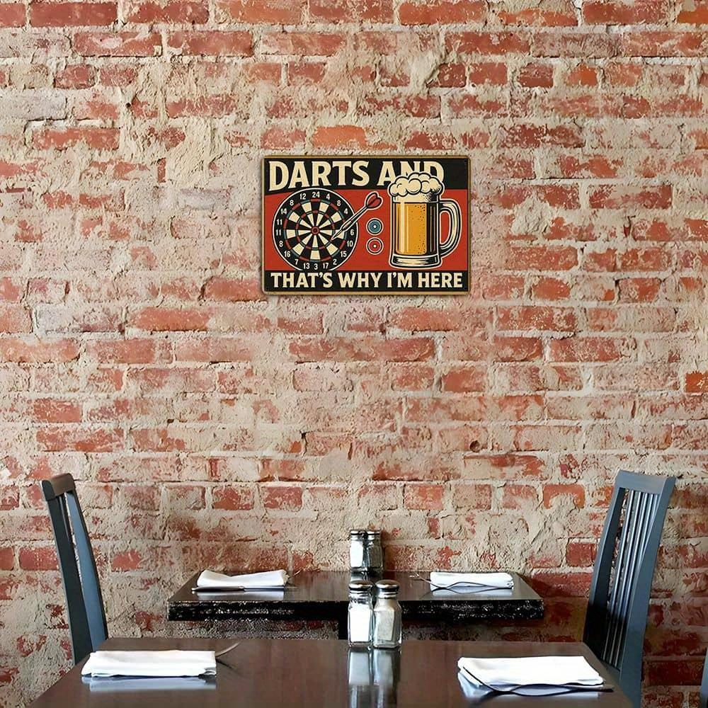 "Darts and Beer" Metal Sign - 20.32x30.48cm Humorous Bar Decor for Game Rooms & Pubs