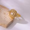 Round Zircon Stainless Steel Open Rings For Women Gold Color Geometric Trendy Wedding Ring High Quality Jewelry Accesories