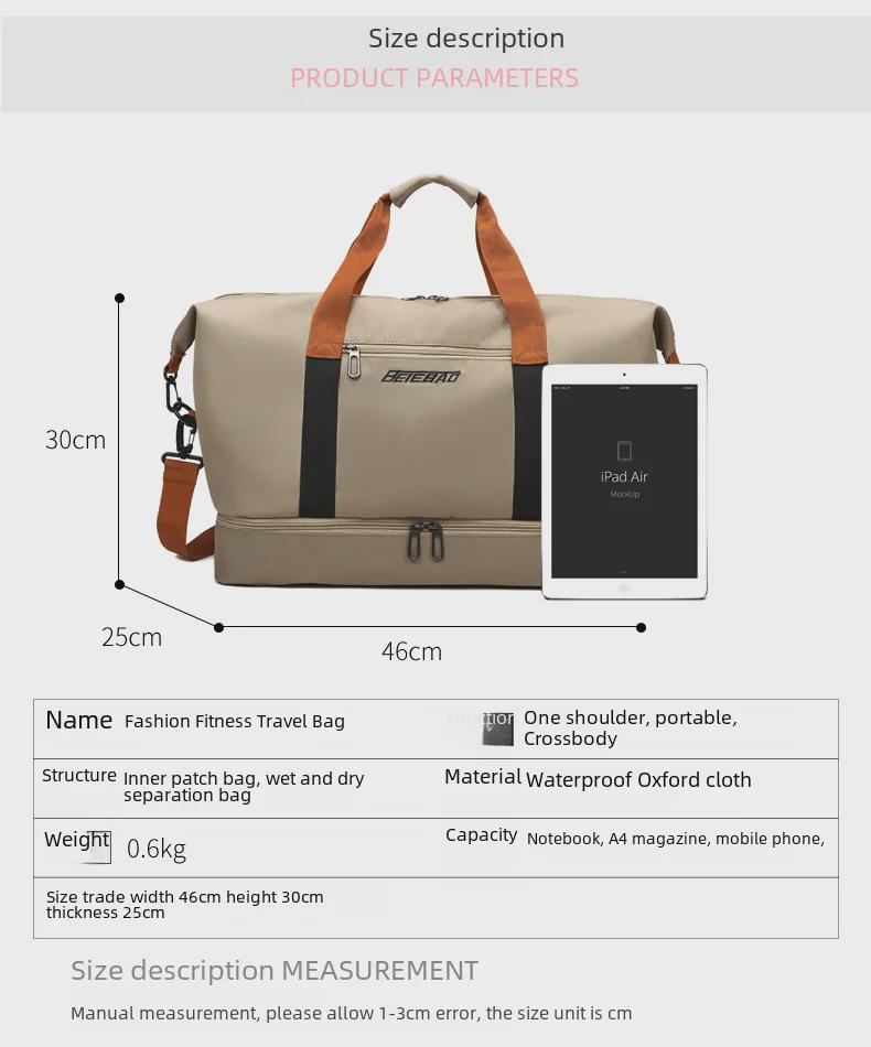 Дорожная сумка большой вместимости с отделением для сухого/мокрого белья и отделением для обуви - Oxford Canvas, портативная сумка для фитнеса