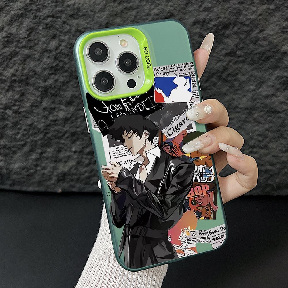Anime Cowboys Bebop Phone Case for iPhone 17 Air 16 16e 15 14 Plus 13 12 11 Pro Max X Xs XR 8 Colorful Silver Hard Cover
