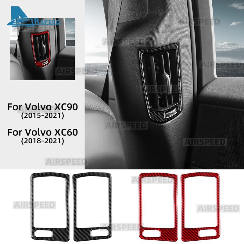 Carbon Fiber B-Pillar Air Outlet Vent Frame Sticker for Volvo XC60 2018-2021 XC90 2015-2021