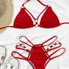 Women's Swimwear Solid Halter Bikini Back Tie Swimsuit Triangle Swimsuit Set 5 Colour