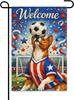Welcome Funny Basenji Dog Garden Ag 12x18Inch,Boho American Red White Blue Outdoor Yard Decor,Soccer Animal Festive Stars AAS