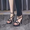 Fashion NEW Summer Women Sandals Square Toe High Heel Shoes Sheep Suede Leather Shoes for Women Solid Thin Heel Slingback Modern Sandals