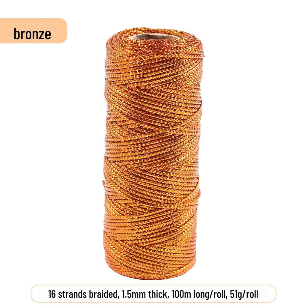 Золотая и серебряная веревка толщиной 1,5 мм для упаковки подарков и связывания букетов, 16 прядей