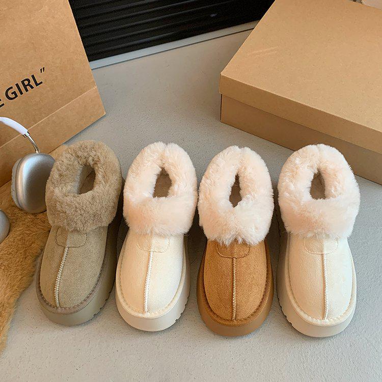Женские зимние ботинки Plus 2025 Plus Velvet Thickened Slip-On - Толстая подошва с мехом