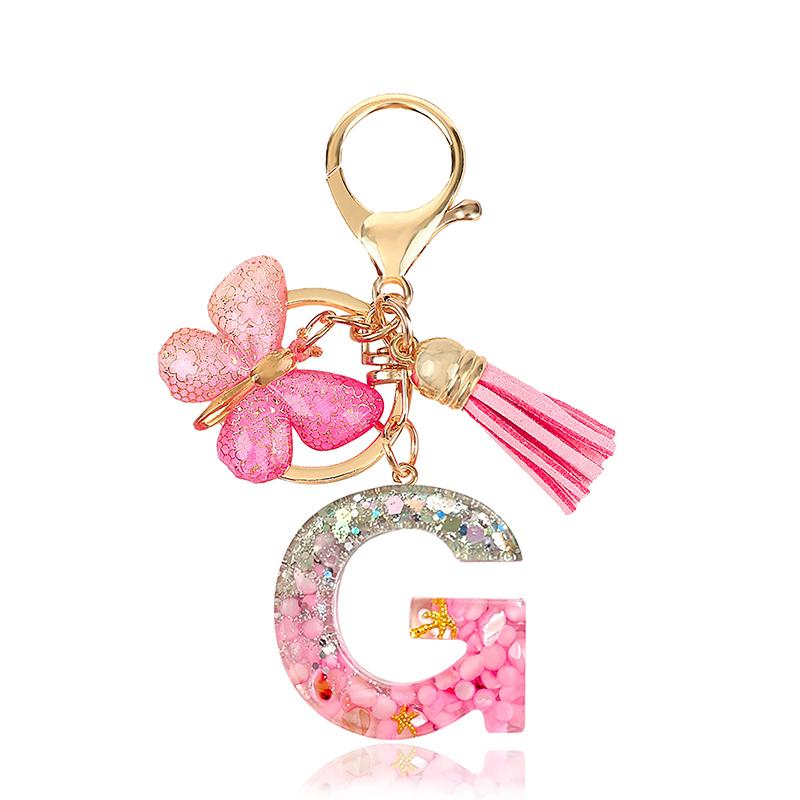 AZ Dreamy Sequin Letters Брелок для женщин Подвеска-бабочка с кисточками Инициал Брелок для кошелька Подвеска для сумок Амулеты Автомобильный брелок