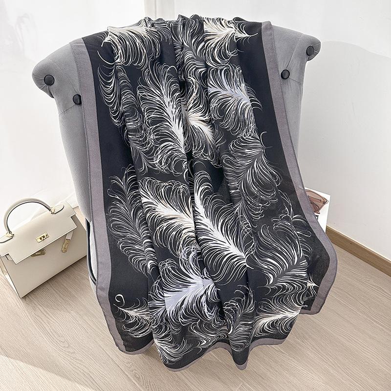 Literary Sense, Retro Pattern Printed Scarf, Femininity, Fashionable Personality, Long Scarf for Traveling, Sunscreen Shawl