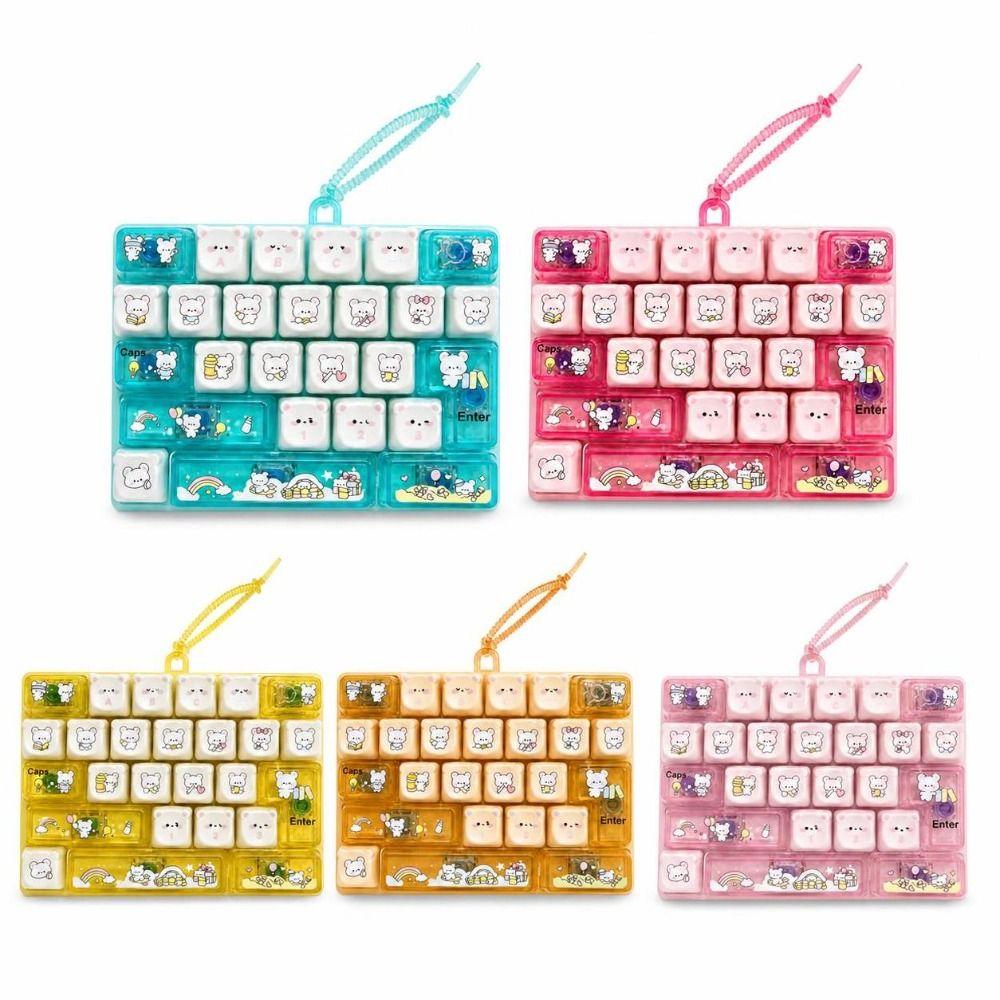 26 Keys Bear Print Mechanical Keyboard Cartoon Animal Patterns Clear Key Sounds Stress Relief Fidget Creative Gift